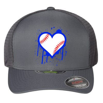 I Bleed Blue Baseball Heart Flexfit Unipanel Trucker Cap