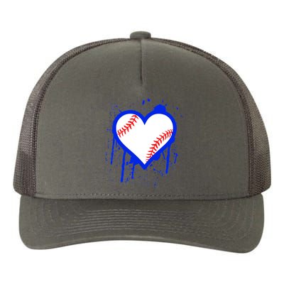 I Bleed Blue Baseball Heart Yupoong Adult 5-Panel Trucker Hat