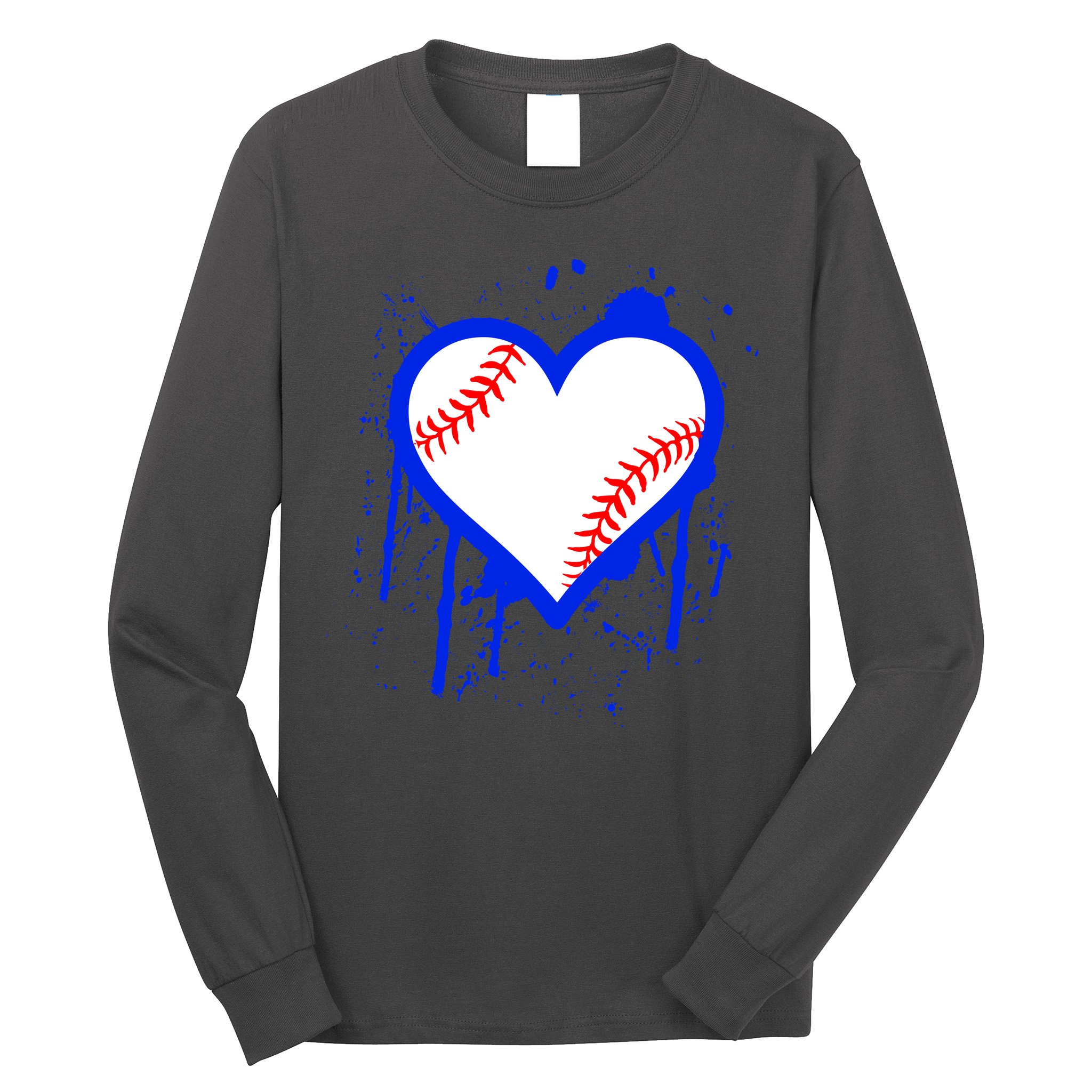 I Bleed Blue Baseball Heart Long Sleeve Shirt