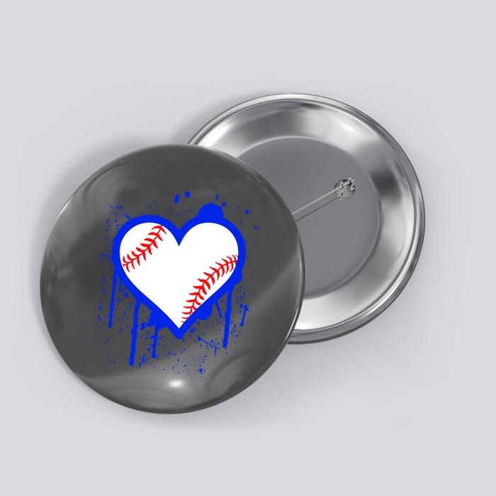 I Bleed Blue Baseball Heart Button