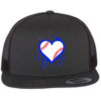 I Bleed Blue Baseball Heart Flat Bill Trucker Hat