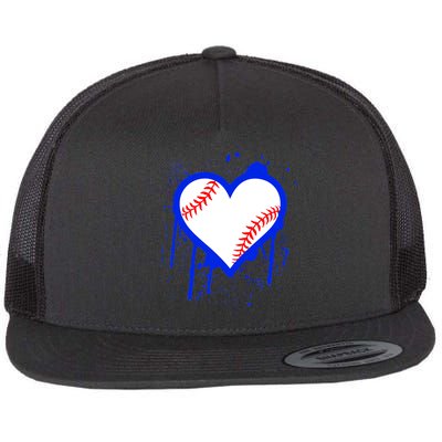 I Bleed Blue Baseball Heart Flat Bill Trucker Hat