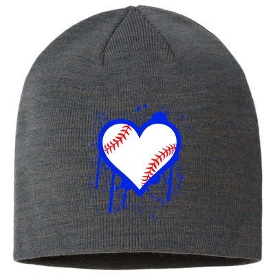 I Bleed Blue Baseball Heart Sustainable Beanie
