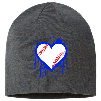 I Bleed Blue Baseball Heart Sustainable Beanie