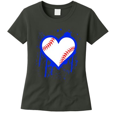 I Bleed Blue Baseball Heart Womens T-Shirt