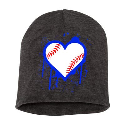 I Bleed Blue Baseball Heart Short Acrylic Beanie