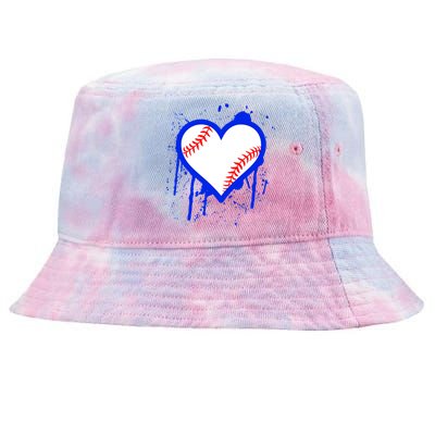 I Bleed Blue Baseball Heart Tie-Dyed Bucket Hat