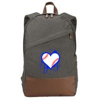 I Bleed Blue Baseball Heart Cotton Canvas Backpack