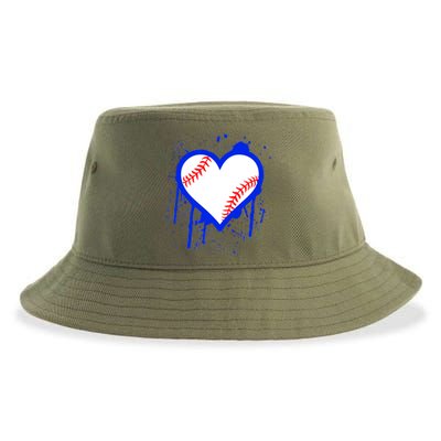 I Bleed Blue Baseball Heart Sustainable Bucket Hat