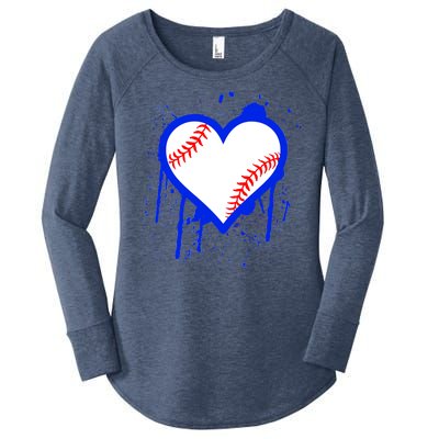 I Bleed Blue Baseball Heart Women's Perfect Tri Tunic Long Sleeve Shirt