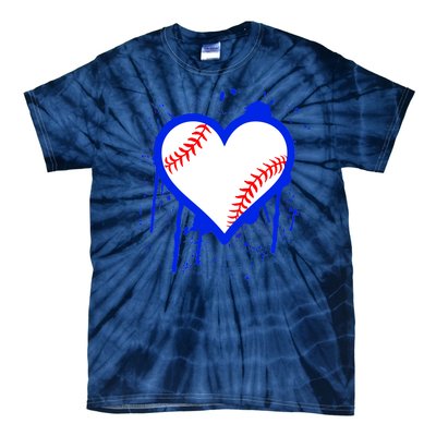 I Bleed Blue Baseball Heart Tie-Dye T-Shirt