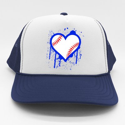 I Bleed Blue Baseball Heart Trucker Hat