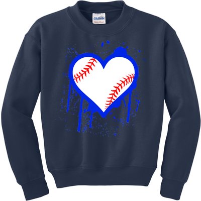 I Bleed Blue Baseball Heart Kids Sweatshirt