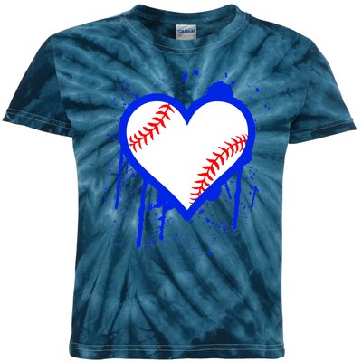 I Bleed Blue Baseball Heart Kids Tie-Dye T-Shirt