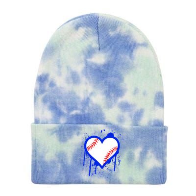 I Bleed Blue Baseball Heart Tie Dye 12in Knit Beanie