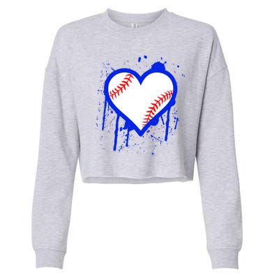 I Bleed Blue Baseball Heart Cropped Pullover Crew