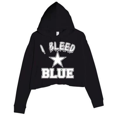 I Bleed Blue Dallas, Texas Fan Pride Crop Fleece Hoodie