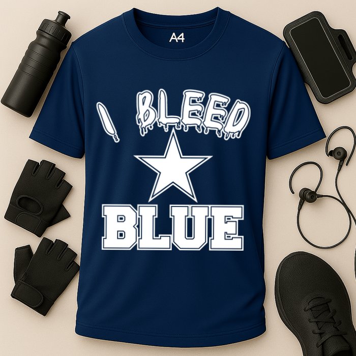 I Bleed Blue Dallas, Texas Fan Pride Cooling Performance Crew T-Shirt