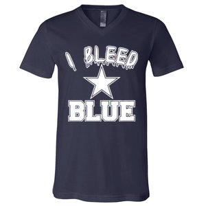 I Bleed Blue Dallas, Texas Fan Pride V-Neck T-Shirt