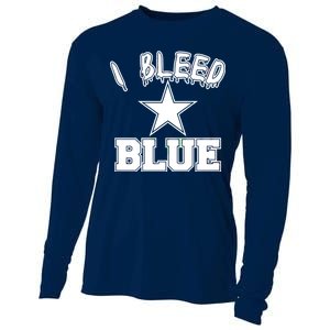 I Bleed Blue Dallas, Texas Fan Pride Cooling Performance Long Sleeve Crew