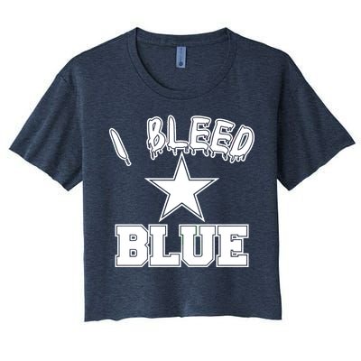 I Bleed Blue Dallas, Texas Fan Pride Women's Crop Top Tee