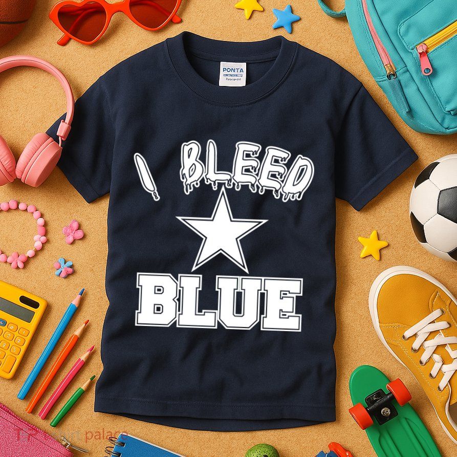 I Bleed Blue Dallas, Texas Fan Pride Kids T-Shirt