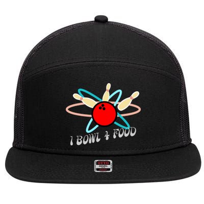 I Bowl For Food 7 Panel Mesh Trucker Snapback Hat