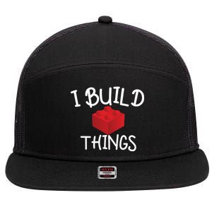 I Build Things Building Blocks 7 Panel Mesh Trucker Snapback Hat