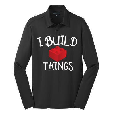 I Build Things Building Blocks Silk Touch Performance Long Sleeve Polo