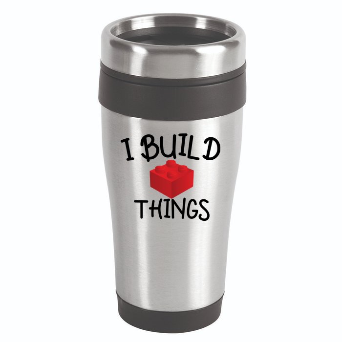 I Build Things Building Blocks 16oz Travel Tumbler