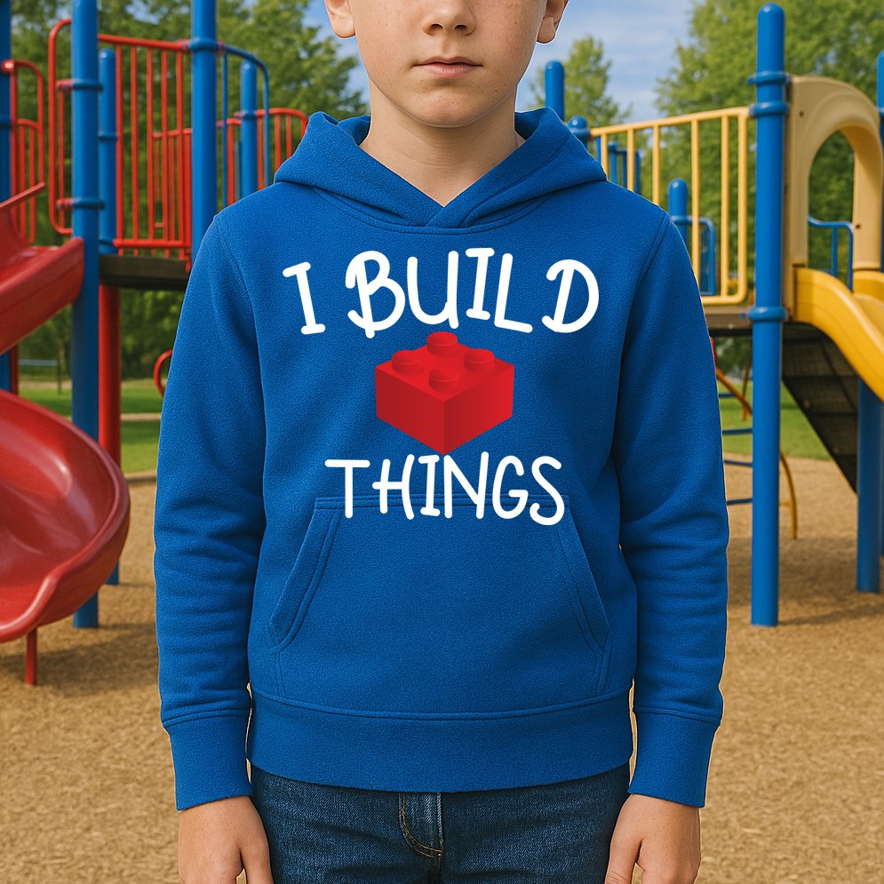 I Build Things Building Blocks Kids Hoodie