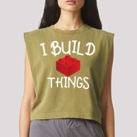 I Build Things Building Blocks Garment-Dyed Women's Muscle Tee