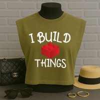 I Build Things Building Blocks Garment-Dyed Women's Muscle Tee