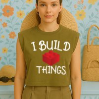 I Build Things Building Blocks Garment-Dyed Women's Muscle Tee