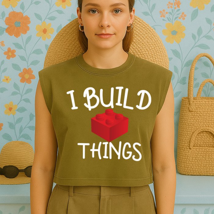 I Build Things Building Blocks Garment-Dyed Women's Muscle Tee