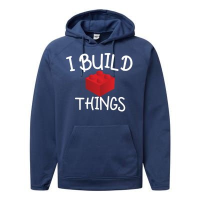 I Build Things Building Blocks Performance Fleece Hoodie