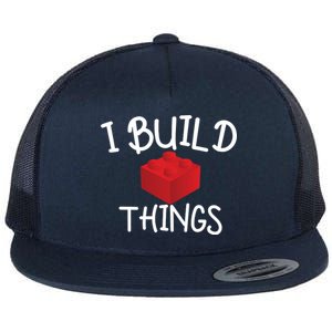 I Build Things Building Blocks Flat Bill Trucker Hat