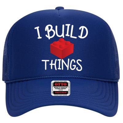 I Build Things Building Blocks High Crown Mesh Back Trucker Hat