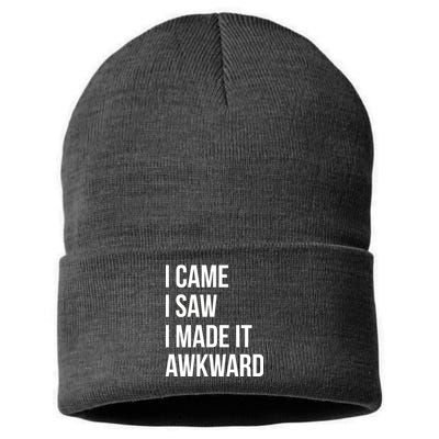 I Came I Saw I Made It Awkward Funny Sustainable Knit Beanie