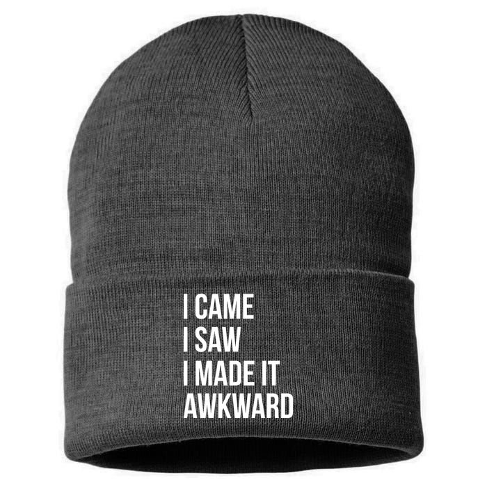 I Came I Saw I Made It Awkward Funny Sustainable Knit Beanie
