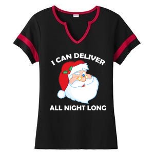 I Can Deliver All Night Long X-Mas Bad Santa Ladies Halftime Notch Neck Tee