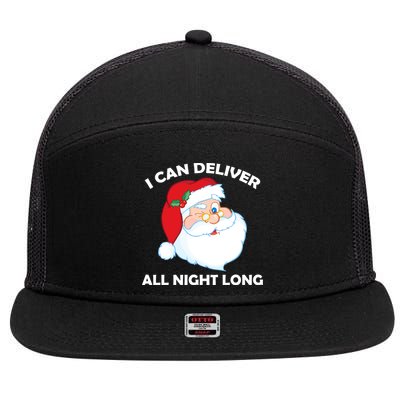 I Can Deliver All Night Long X-Mas Bad Santa 7 Panel Mesh Trucker Snapback Hat