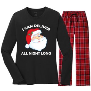 I Can Deliver All Night Long X-Mas Bad Santa Women's Long Sleeve Flannel Pajama Set 