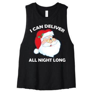 I Can Deliver All Night Long X-Mas Bad Santa Women's Racerback Cropped Tank