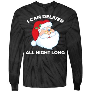 I Can Deliver All Night Long X-Mas Bad Santa Tie-Dye Long Sleeve Shirt