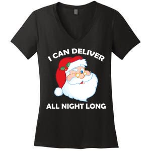 I Can Deliver All Night Long X-Mas Bad Santa Women's V-Neck T-Shirt