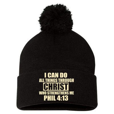 I Can Do All Thing Through Christ Phil 4:13 Pom Pom 12in Knit Beanie