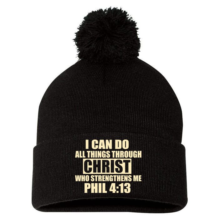 I Can Do All Thing Through Christ Phil 4:13 Pom Pom 12in Knit Beanie