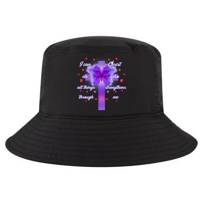 I Can Do All Things Through Christ Butterfly Cross Cool Comfort Performance Bucket Hat