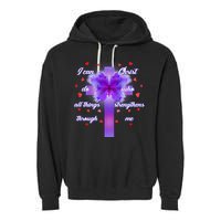 I Can Do All Things Through Christ Butterfly Cross Garment-Dyed Fleece Hoodie